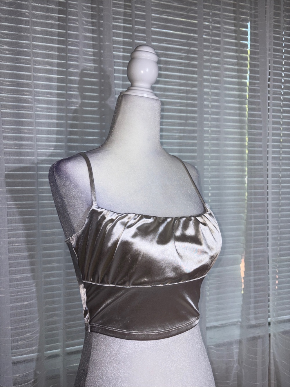 H&M Silky Satin Crop Cami Top - Off White